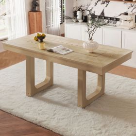 60"-78" Extendable Dining Table, Farmhouse Wooden Kitchen Table with Removable Leaf, Large Expanding Table for 4-8 (Natural)