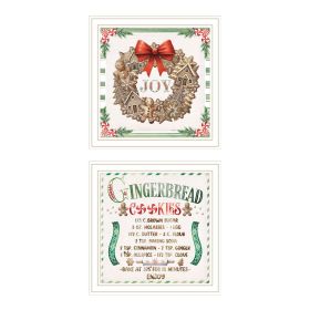 Trendy Decor 4U 2- Piece Vignette Gingerbread Wreath White Framed Wall Art for Living Room, Bedroom Wall Art Print for Home Decor by Nicole DeCam