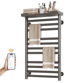 SIOYIE Heated Towel Rack with Shelf and Wi-Fi App Control, 11 Bars Electric Wall Mounted Towel Warmer with Timer & Adjustable Temperature