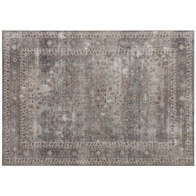 HOMCOM Machine Washable Area Rug 4x6, Non-Slip Traditional Floor Cover Foldable Carpet for Living Room, Dark Mixed-Brown