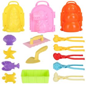 Set Of 15Pcs Winter Snowball Tool Kit Kids Snow Molds Outdoor Snow Beach Toys For Kids Toddlers Adults Snowman Snowflake Duck Dinosaur (Option: Multicolor)
