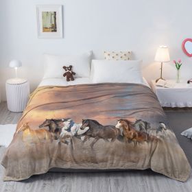 3D Horse Printed Flannel Throw Blanket For Girls Women Running Horse Throw Blanket Fleece Blankets With Horses On Them Flannel Blanket Cool Horse (Option: 150x200cm-Multicolor)