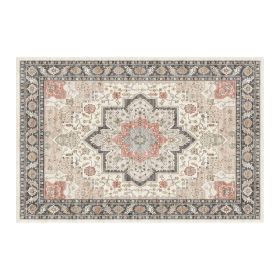 1PC Bohemian Vintage Watercolor Doormat - Non-Slip Soft Rug, Stain-Resistant Washable Mat for Entryway, Kitchen, Living Room, Laundry & Bathroom (colour: KSX-5-7-9, size: 5*7ft/153*214cm)